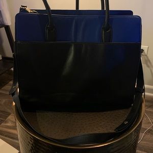 Shanghai Tang leather black blue bag nwot